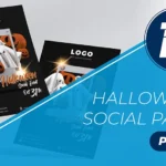 3D Halloween social party psd template a4