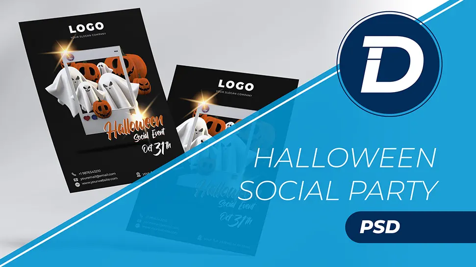 3D Halloween social party - PSD template: A4 210x297mm
