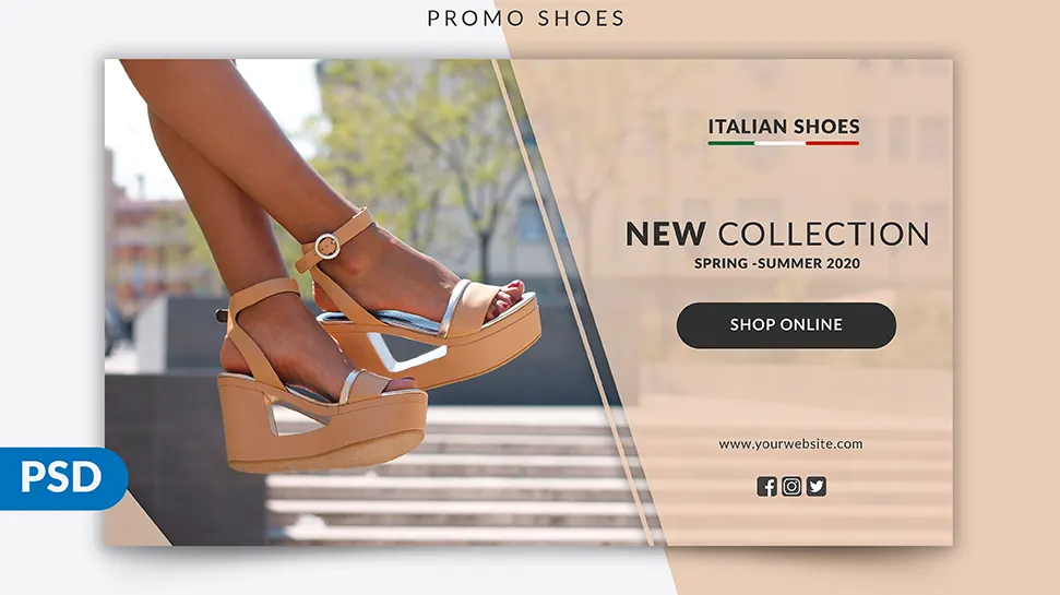 Banner summer shoes - PSD template banner web