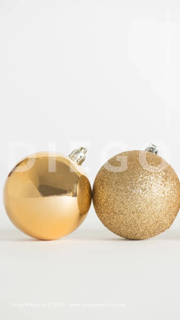 Christmas golden spheres. Holiday decoration