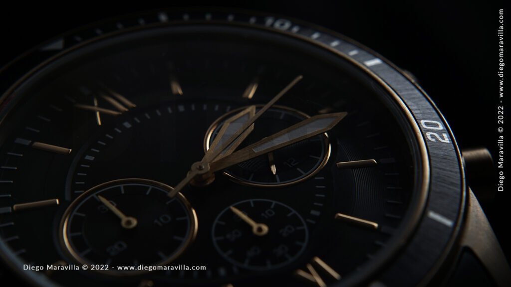 Elegant black wrist watch with gold details