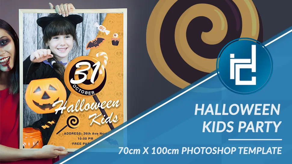 Halloween Kids party poster template: A4 210mm x 297mm