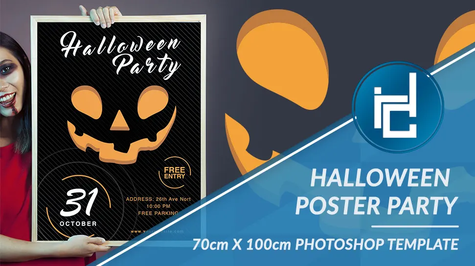 Poster Halloween party template psd: A4 210 mm x 297mm