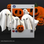 Halloween social party post social media 3D celebration