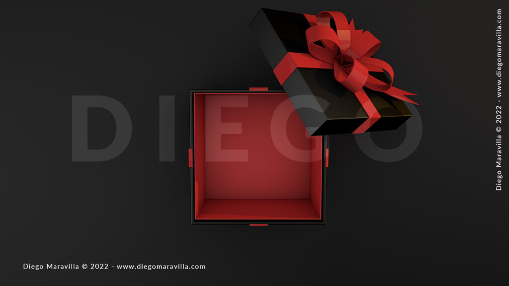 Ideal gift box for Black Friday promotion dark and red colors. 3d render copia