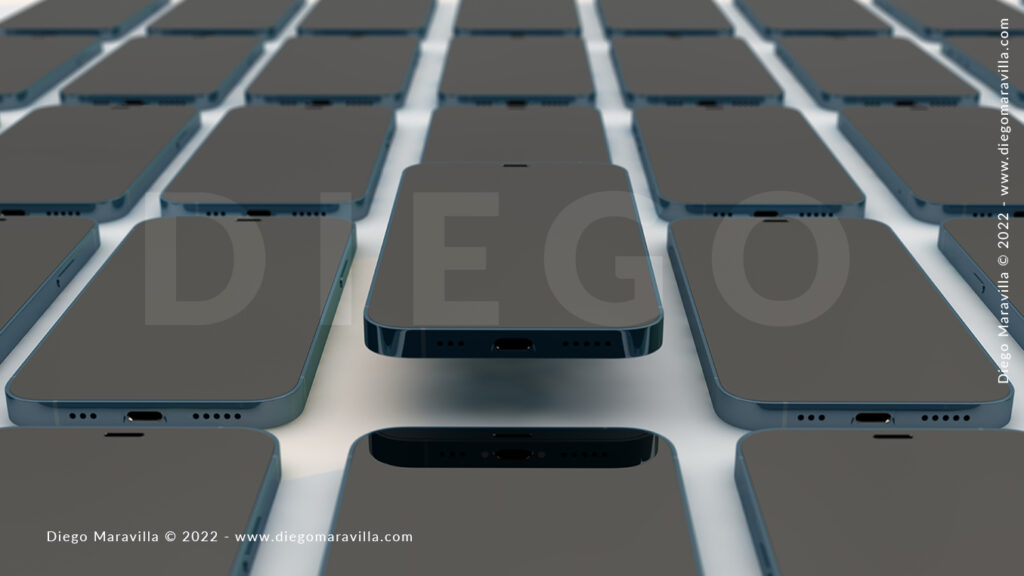 Mobile phones background Realistic smartphone production 3D Render