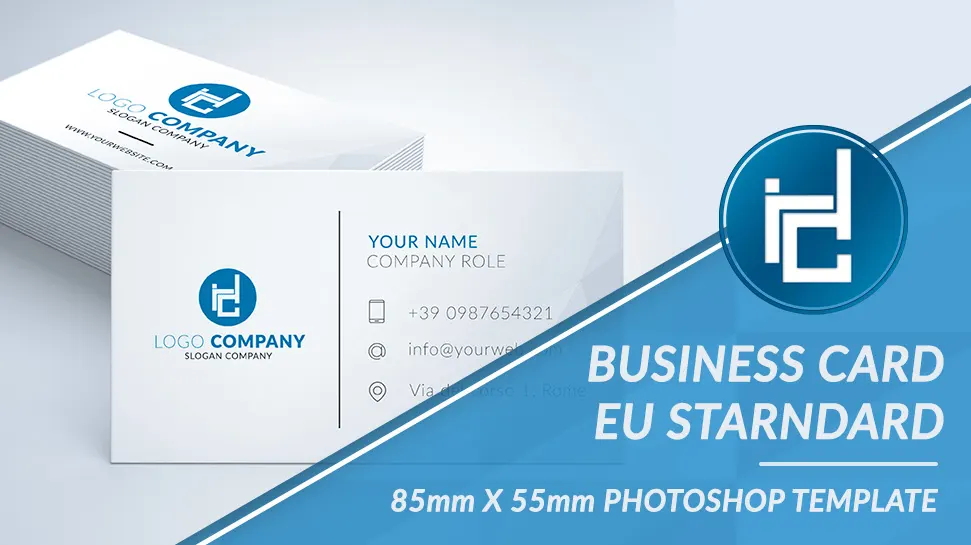 Blue business card - Template PSD 85mm x 55mm