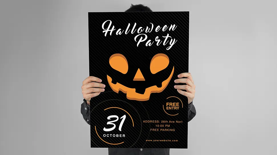 Poster Halloween party template psd: A4 210 mm x 297mm