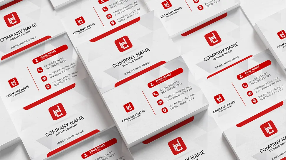 Red business card - psd template 88.9mm x 50.8mm