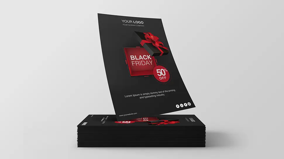 Black friday PSD flyer photoshop template: A4 210mm x 297mm