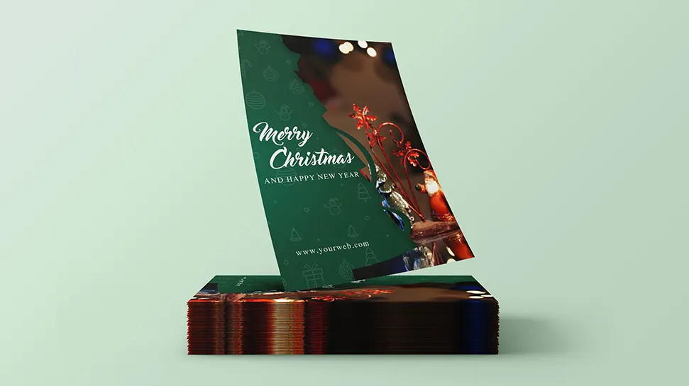 Merry christmas flyer green version – Free PSD template A5