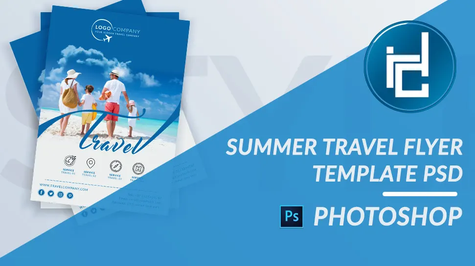 Summer travel flyer template: A4 210mm x 297mm