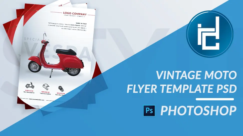 Vintage moto flyer - Photoshop template: A4 210mm x 297mm