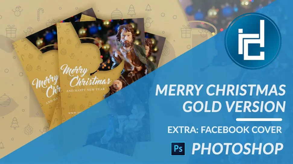 Merry christmas flyer gold version – Free PSD template A5