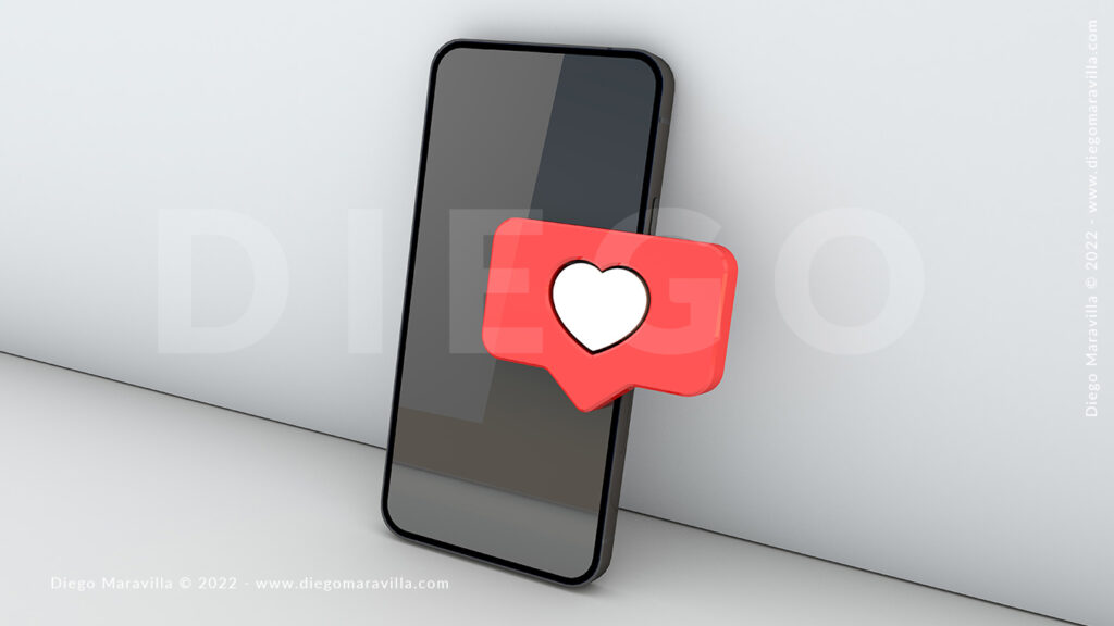 phone mockup wirh love notification