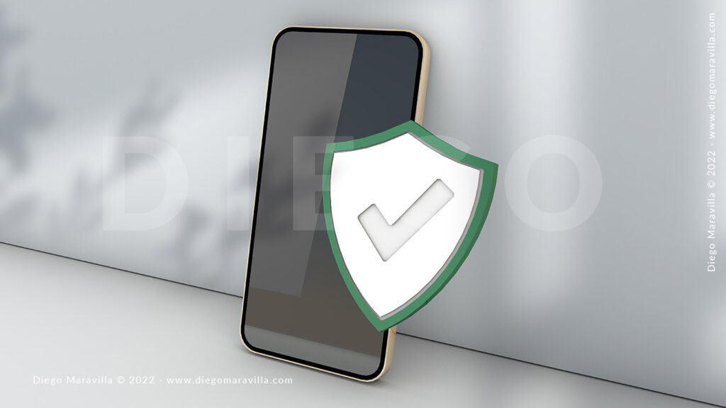 smartphone mockup online security concept . 3d render