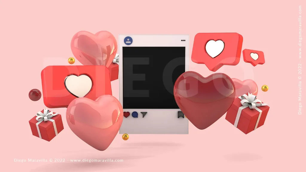 3d Frame social media valentines day