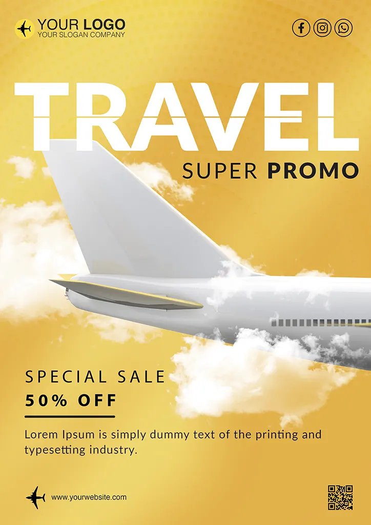 A4 travel flyer super promo for business agency travel