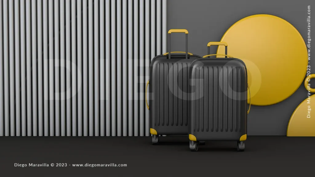 Black suitcase on modern airport a travel business concept