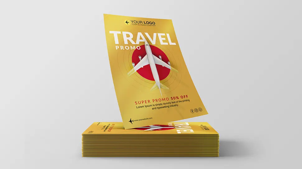 Travel flyer template super promo with airplane