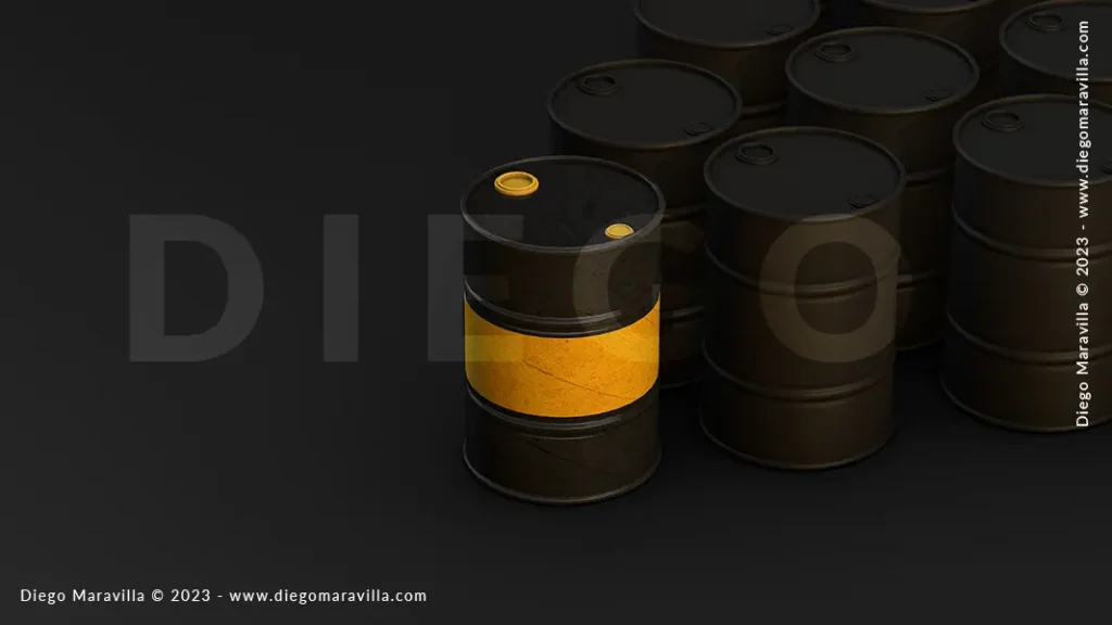 3d oil barrels a warehouse industry concept