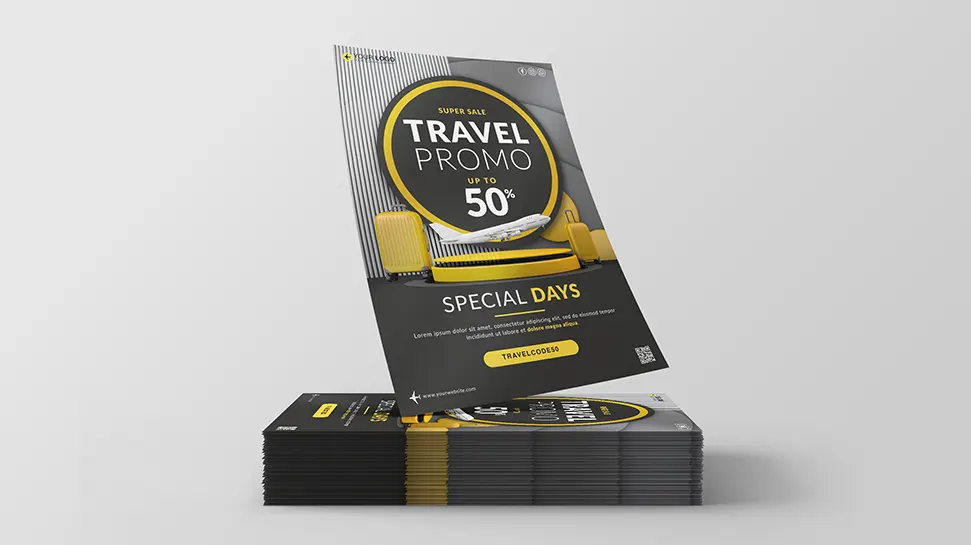 Travel promo flyer - PSD template 2024