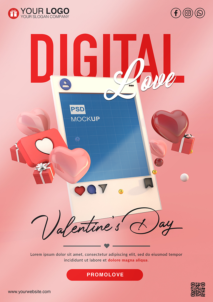 Digital love flyer for valentines day