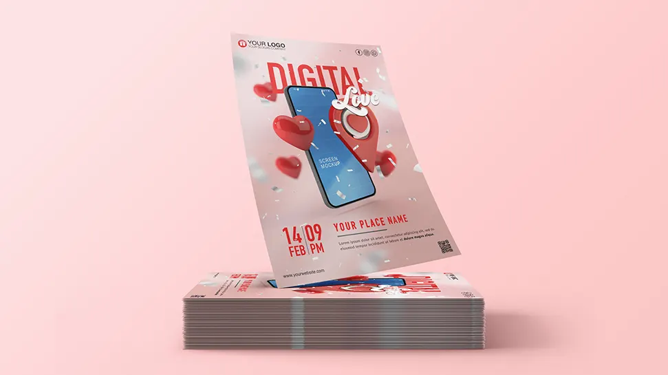 Digital love poster - PSD Template