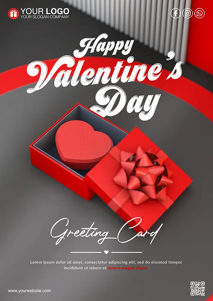 Love greeting card template for valentines day