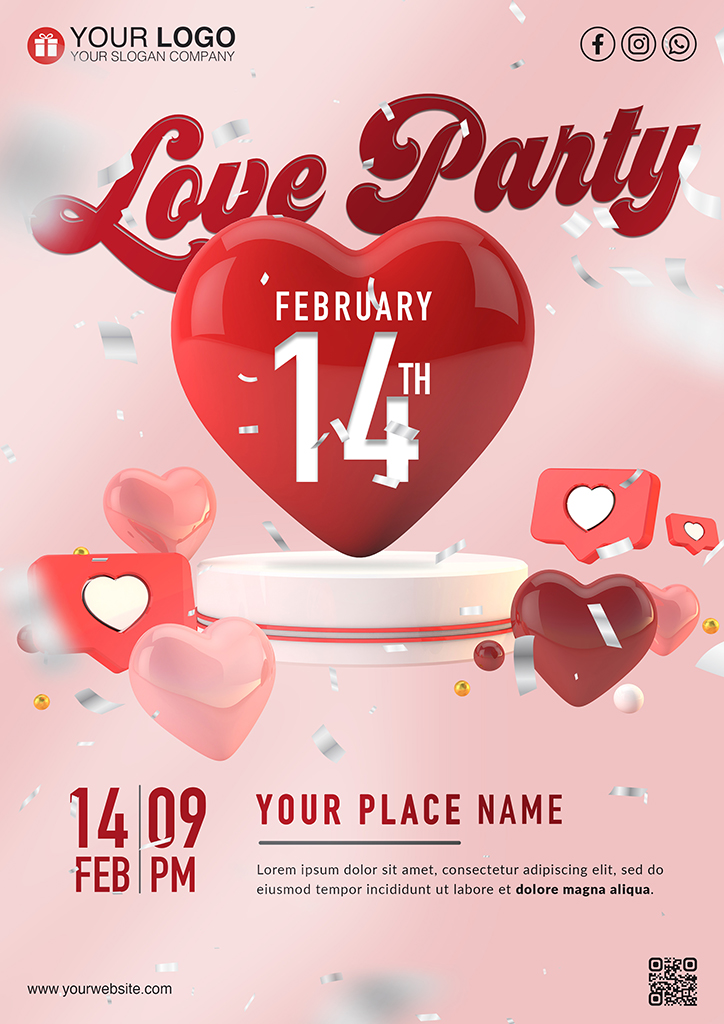 Love party poster for valentines day