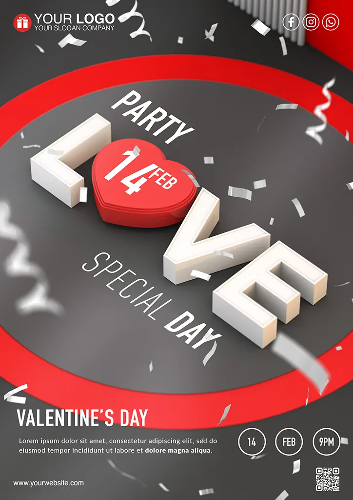 Love party poster special day for valentines day