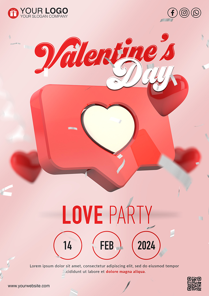 Party love poster for valentines day
