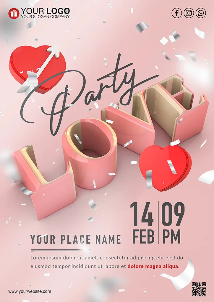 Party love poster template