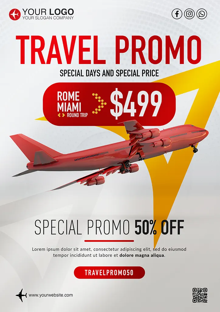 Travel promo flyer special days for travel agency