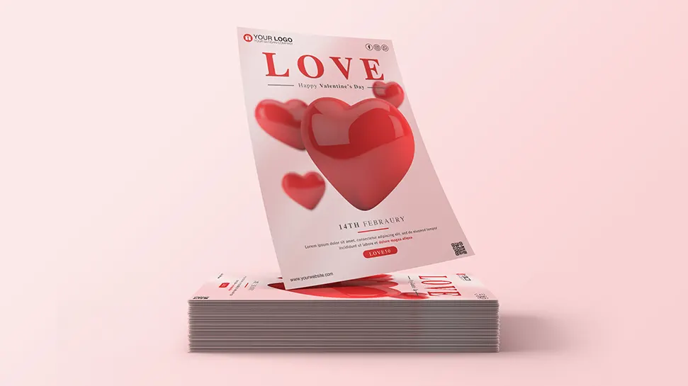 Valentines day flyer a love concept - PSD Template