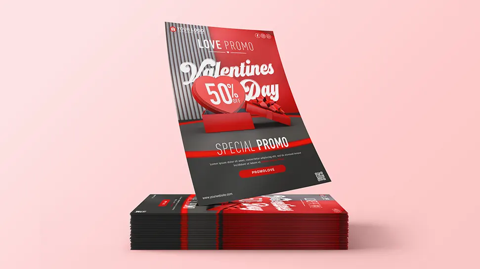 Valentines day flyer template special for promo