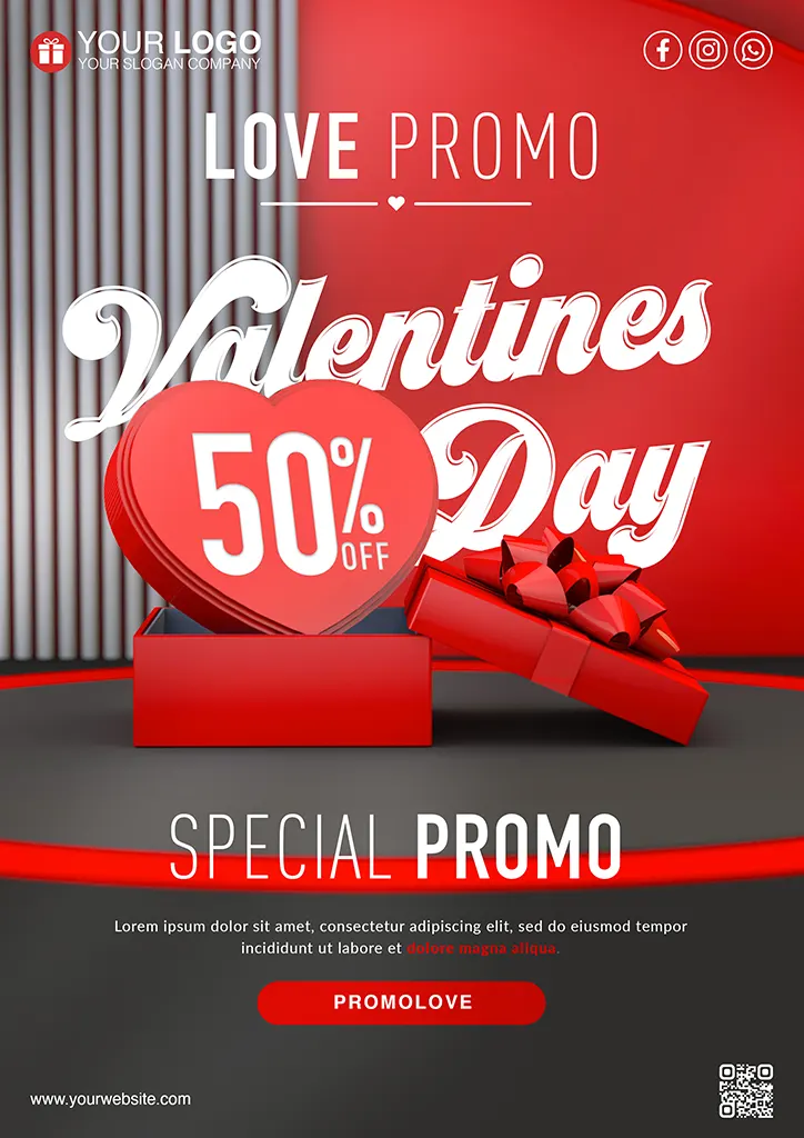 Valentines day flyer template special for promo