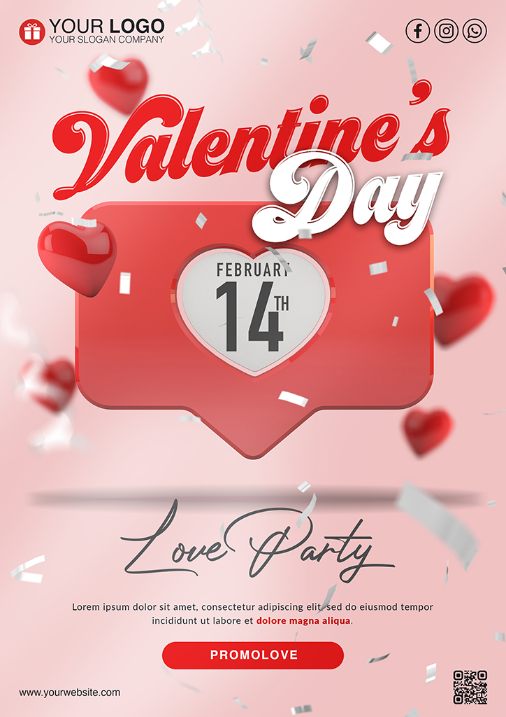 Valentines day flyer template