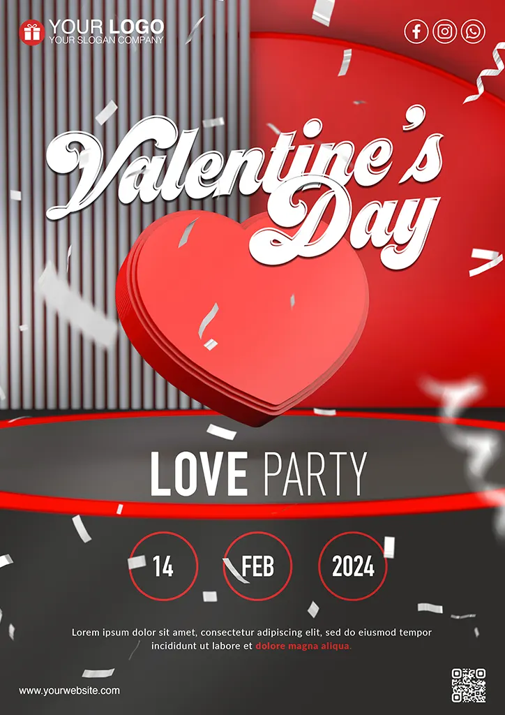 Valentines day party poster template